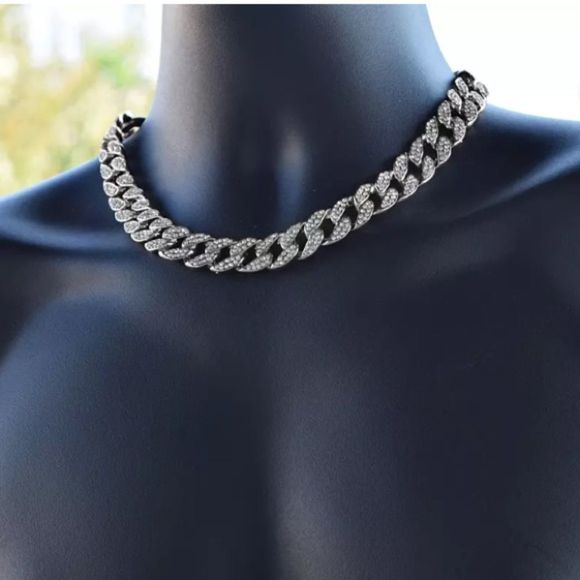 Iced Out White Gold Miami Cuban Link Choker Chain
